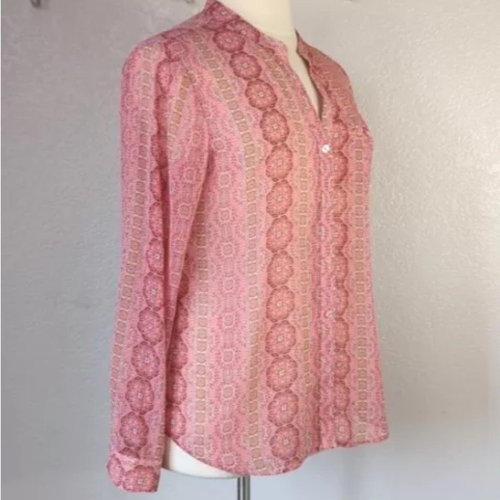 KUT from the Kloth sheer pink longsleeve blouse women’s small (L)